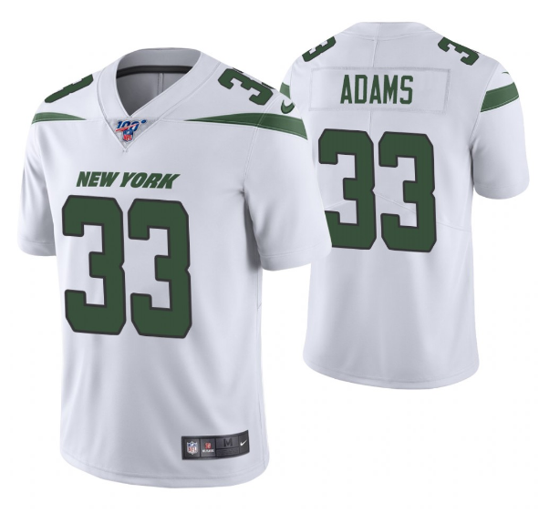 Men New York Jets #33 Jamal Adams Nike White 100th Vapor Limited NFL Jersey